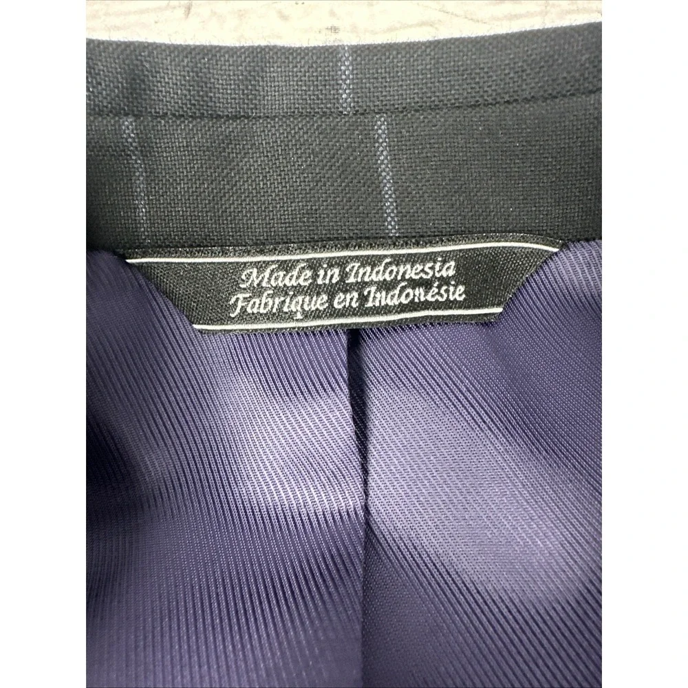 RED Saks Fifth Avenue 2-Piece Blue Suit Mens 40L Pants 35x33.5 Box Print